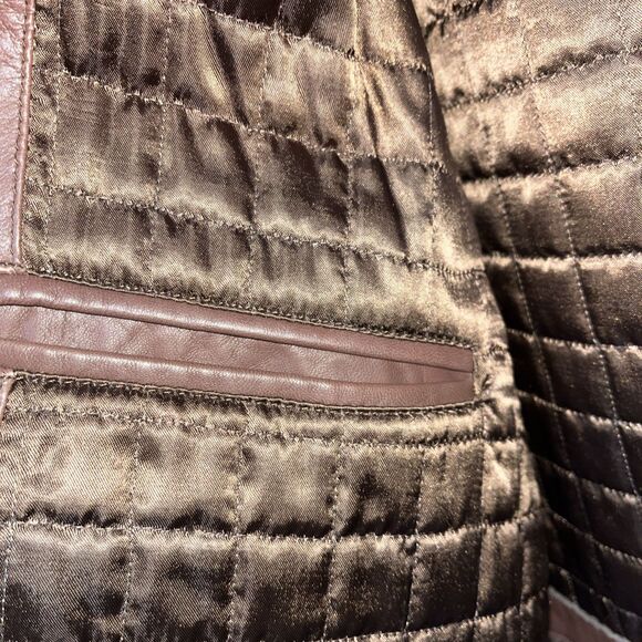 COUTURE by J. Park Leather Brown Coat Front Pockets Lamb Size 44 - Picture 7 of 13